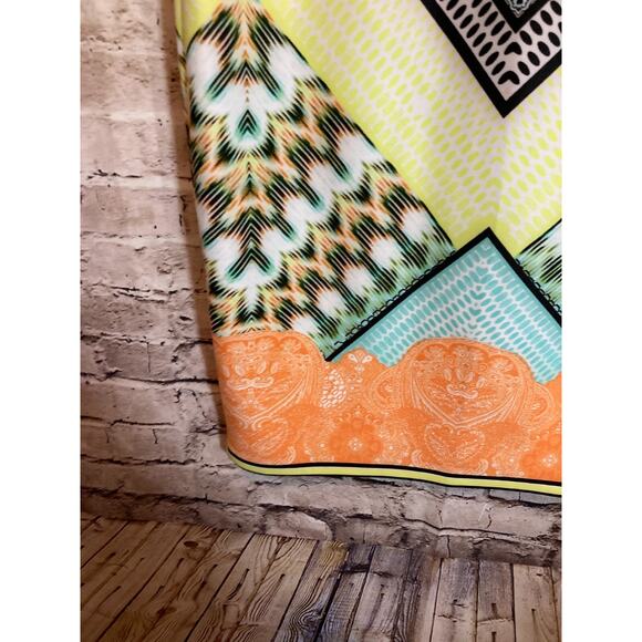 Melissa Paige Dress Womens Medium Sheath Pastel Mixed Print High Neck Stretch - Picture 8 of 16